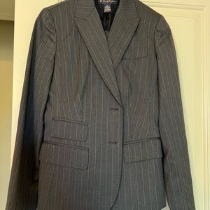 Brooks Bothers Gray with red and white pinstripe suit, size 4.